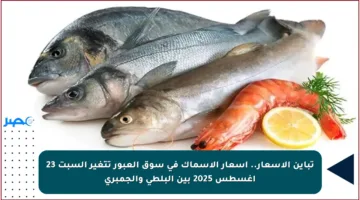 تباين الأسعار.. أسعار الأسماك في سوق العبور تتغير السبت 23 أغسطس 2025 بين البلطي والجمبري